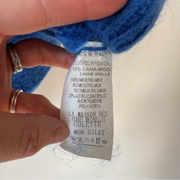 NWOT Colette Le Maison des Fibers Naturelles Italian Blue Wool Vest S/ M - Picture 6 of 7